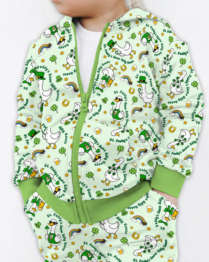 St. Patrick's Day Silly Goose Zip Hoodie