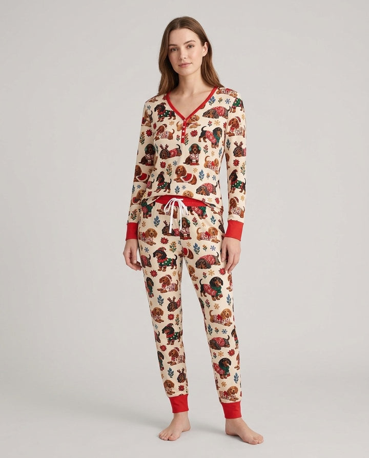 Dachshund Christmas Bamboo Women Pajama Set
