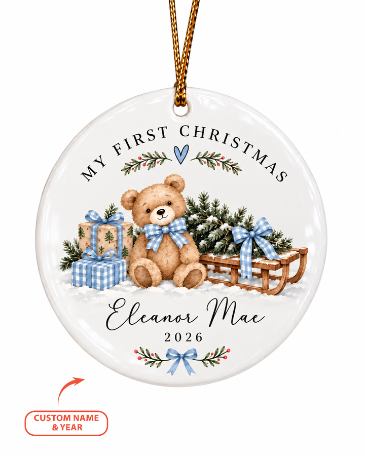 Baby Bear First Christmas Ceramic Ornament