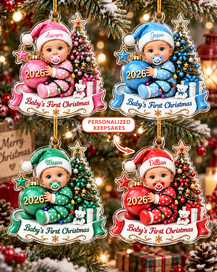 Custom Baby’s First Christmas 2026 Acrylic Ornament