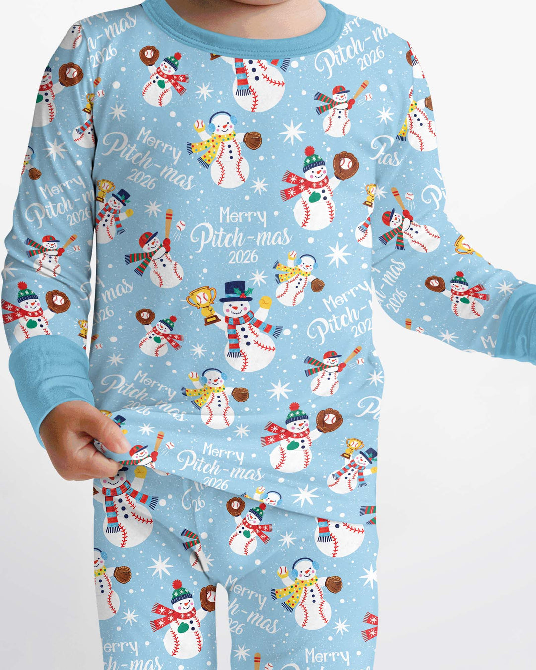 Baseball Christmas Non-custom version Bamboo Two Piece Long Sleeve Pajama Set