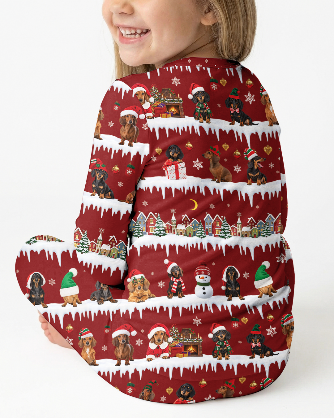 Dachshund Through The Snow Bamboo Two Piece Long Sleeve Pajama Set