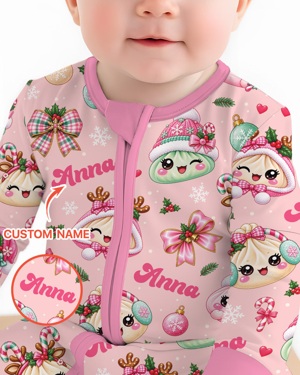 Custom Name Kawaii Christmas Dumpling Bamboo Convertible Zippy