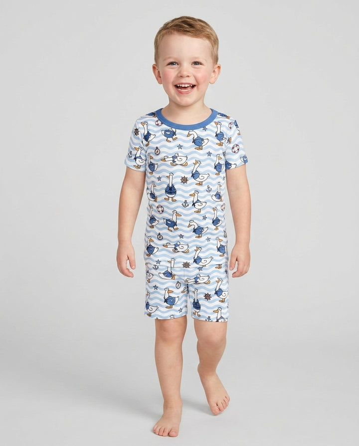 Silly Goose Sailor Bamboo Two Piece Short Sleeve Shorts Pajama Set