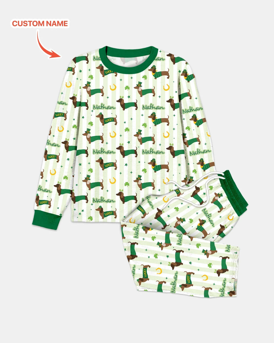 Lucky Dachshunds St. Patrick's Day Family Matching Men's Pajama Set