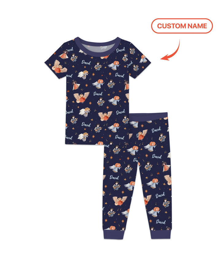 Guardian Angels Custom Name Bamboo Two Piece Short Sleeve Pajama Set