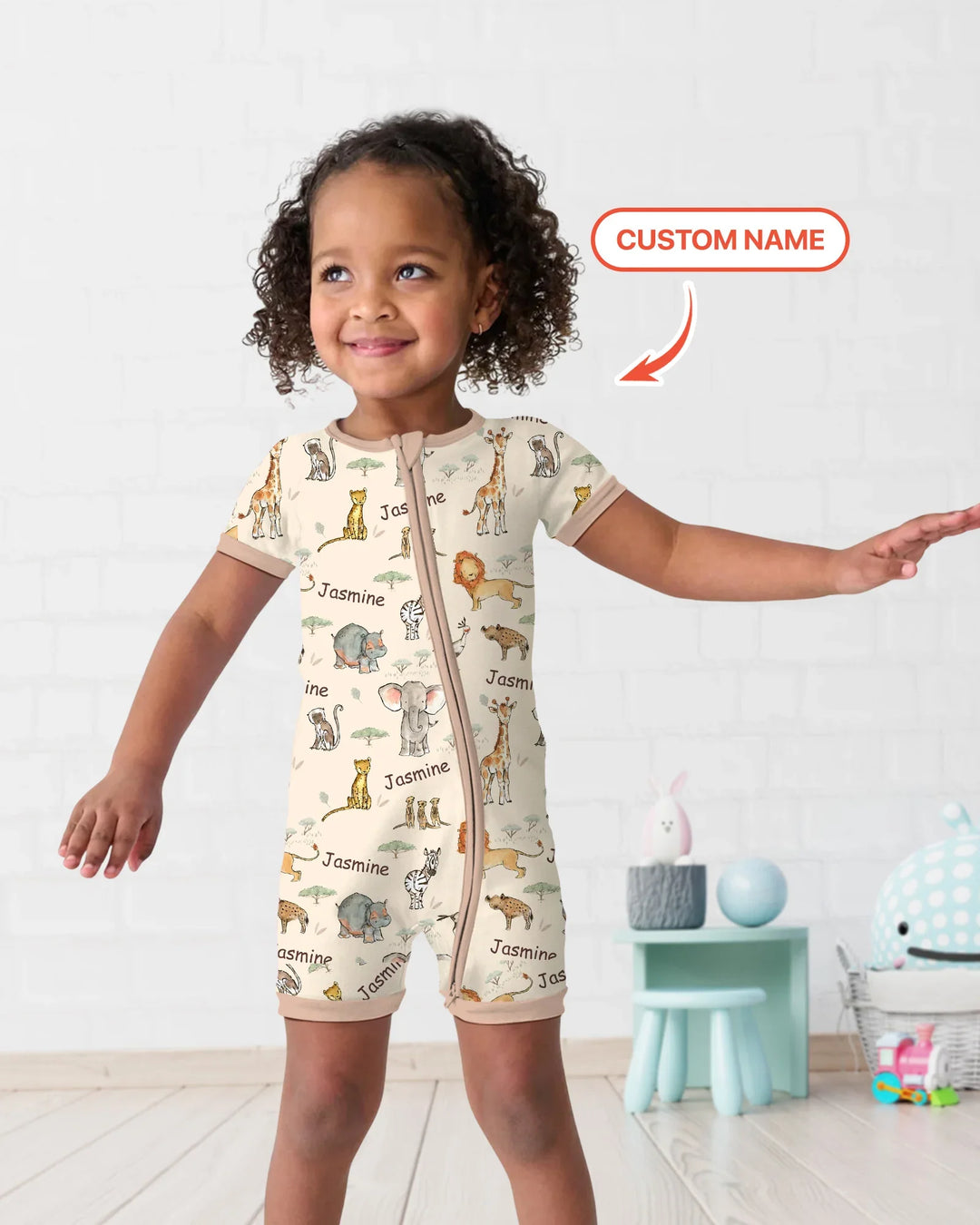 Safari Friends Custom Name Shorty Zippy