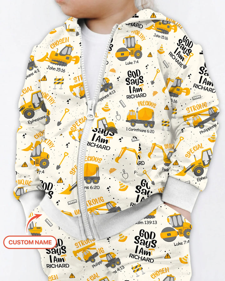 Custom Name God Says I Am Boy Zip Hoodie