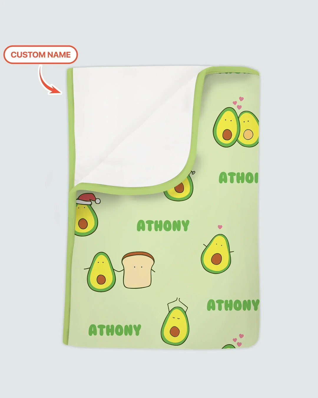 Custom Name Cute Avocado Blanket