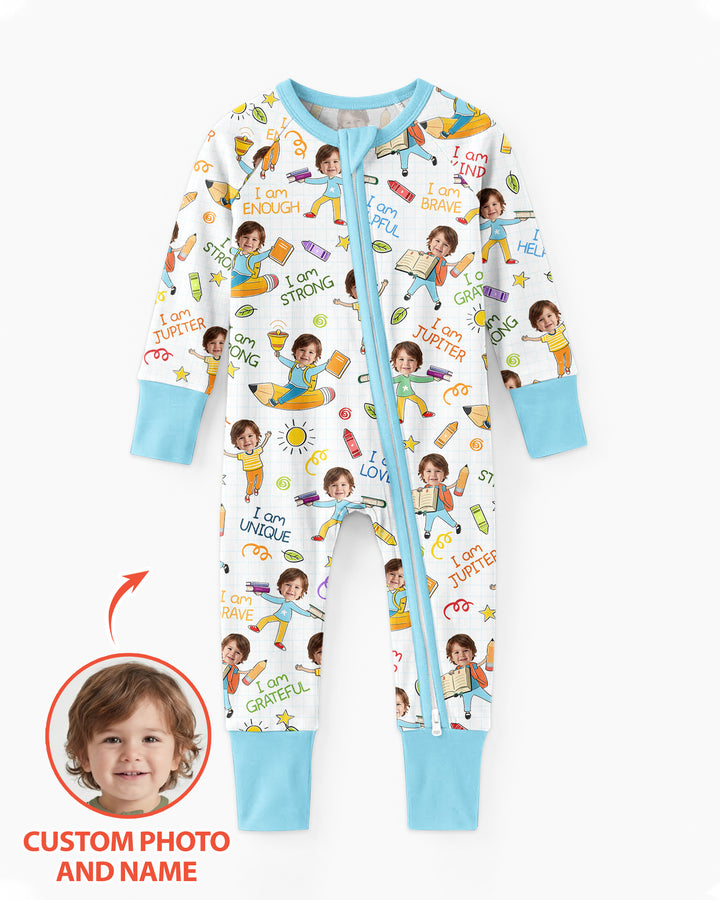 Gerippte Babykleidung mit individuellem Foto - Weich &amp; Skizzenhaft