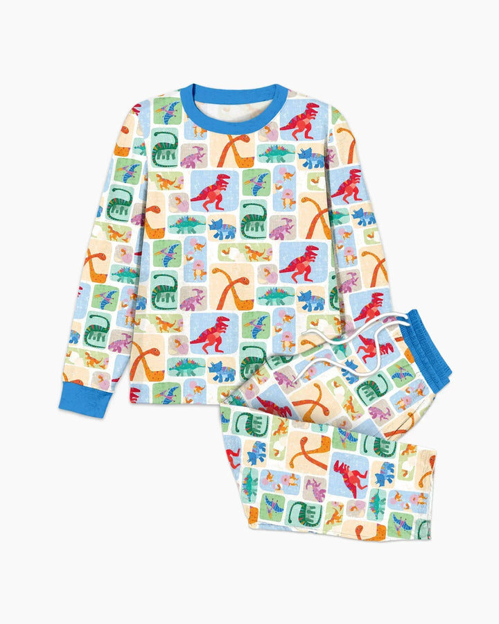 Rainbow Dino Friends Family Matching Bamboo Men's Pajama Set