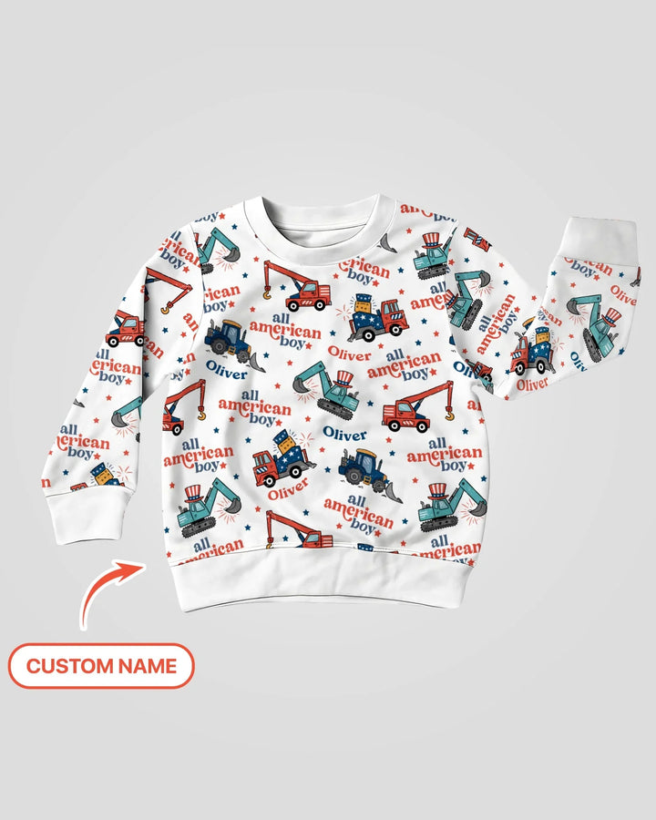 Benutzerdefinierter Name All-American Boy Bambus Rundhals-Sweatshirt