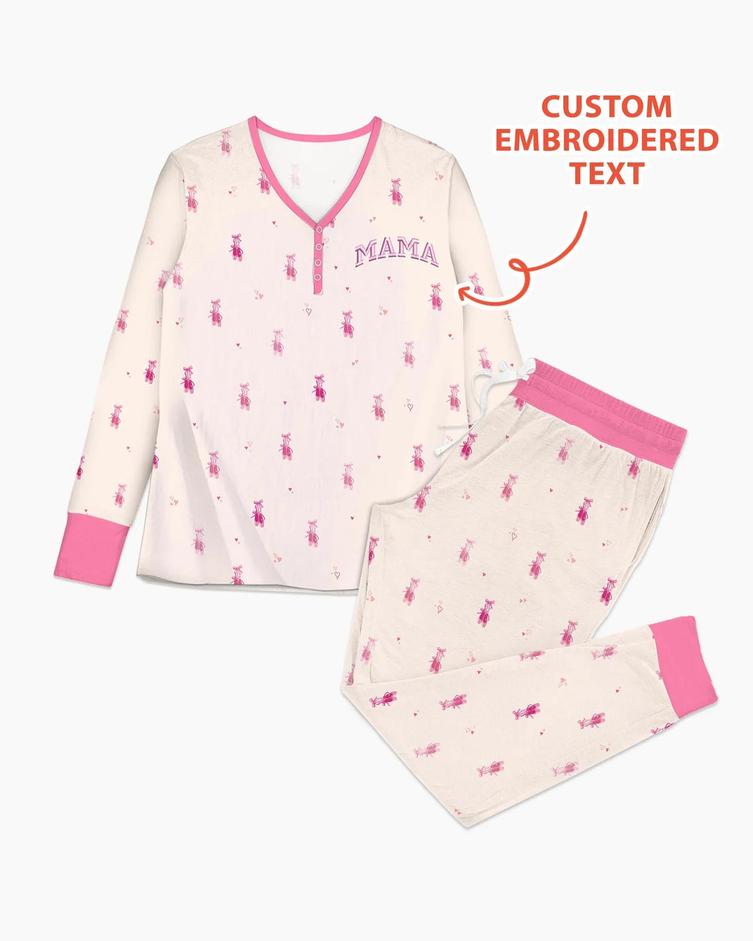 Custom Embroidered Mommy and Me Matching Bamboo Women Pajama Set