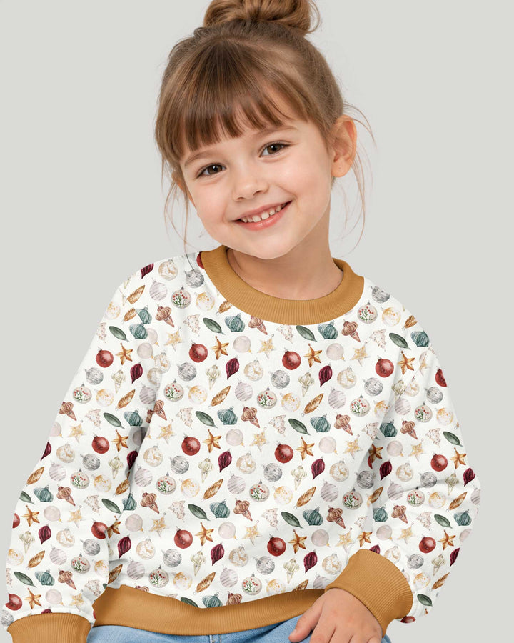Watercolor Christmas Ornaments Bamboo Crewneck Sweatshirt