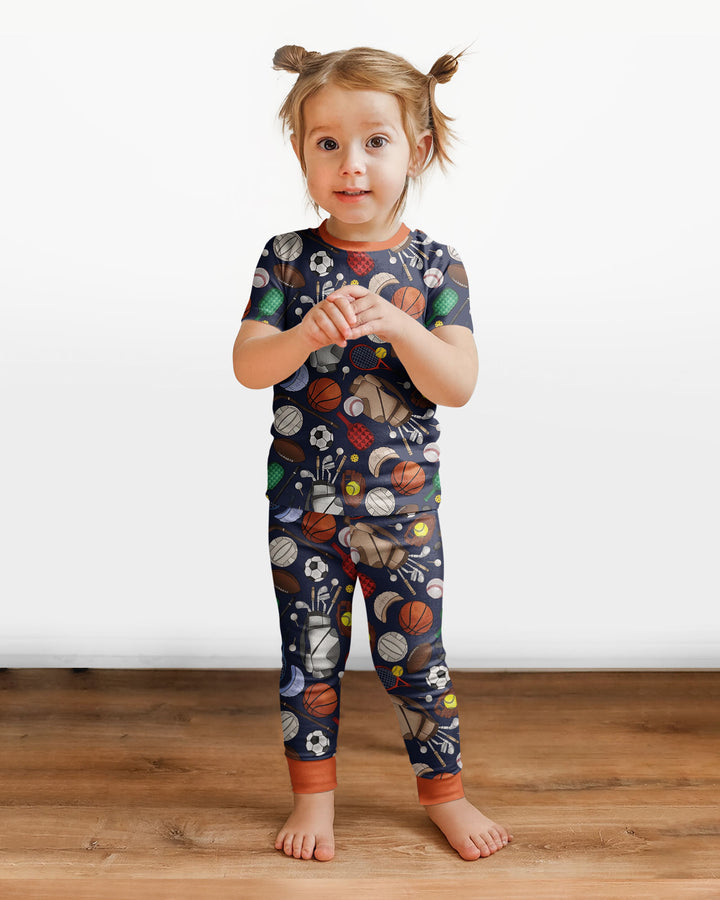 Sports Equipment Bamboo Two Piece Short Sleeve Pajama Set