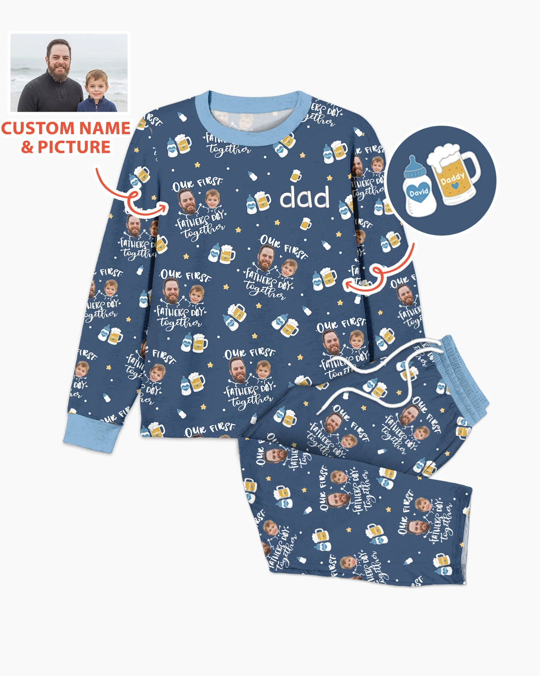 Personalized Embroidered Our First Father's Day Bamboo Men's Pajama Set