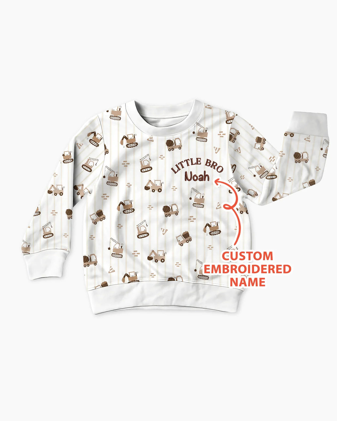 Custom Embroidered Name Constructor Little Bro Bamboo Crewneck Sweatshirt