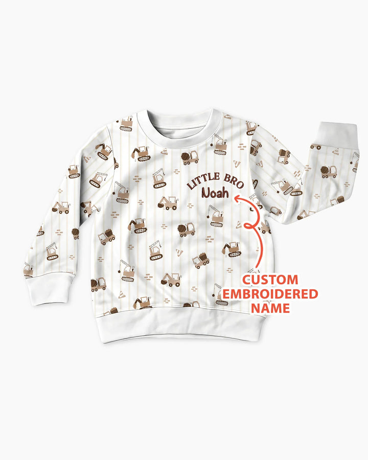 Custom Embroidered Name Constructor Little Bro Bamboo Crewneck Sweatshirt