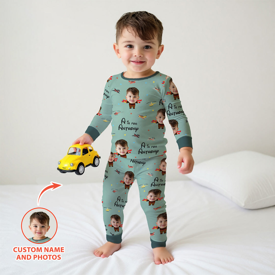 Custom Photo Face Dream Jobs Pilot Two Piece Long Sleeve Pajama Set