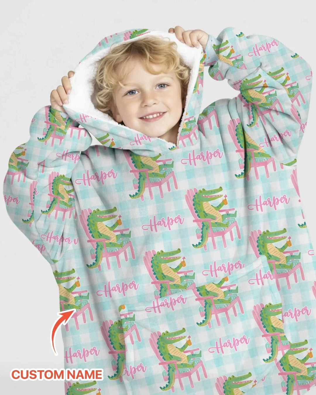 Custom Name Preppy Later Gator Bamboo Blanket Hoodie
