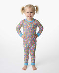 Doodle Characters Pastel Bamboo Two Piece Long Sleeve Pajama Set