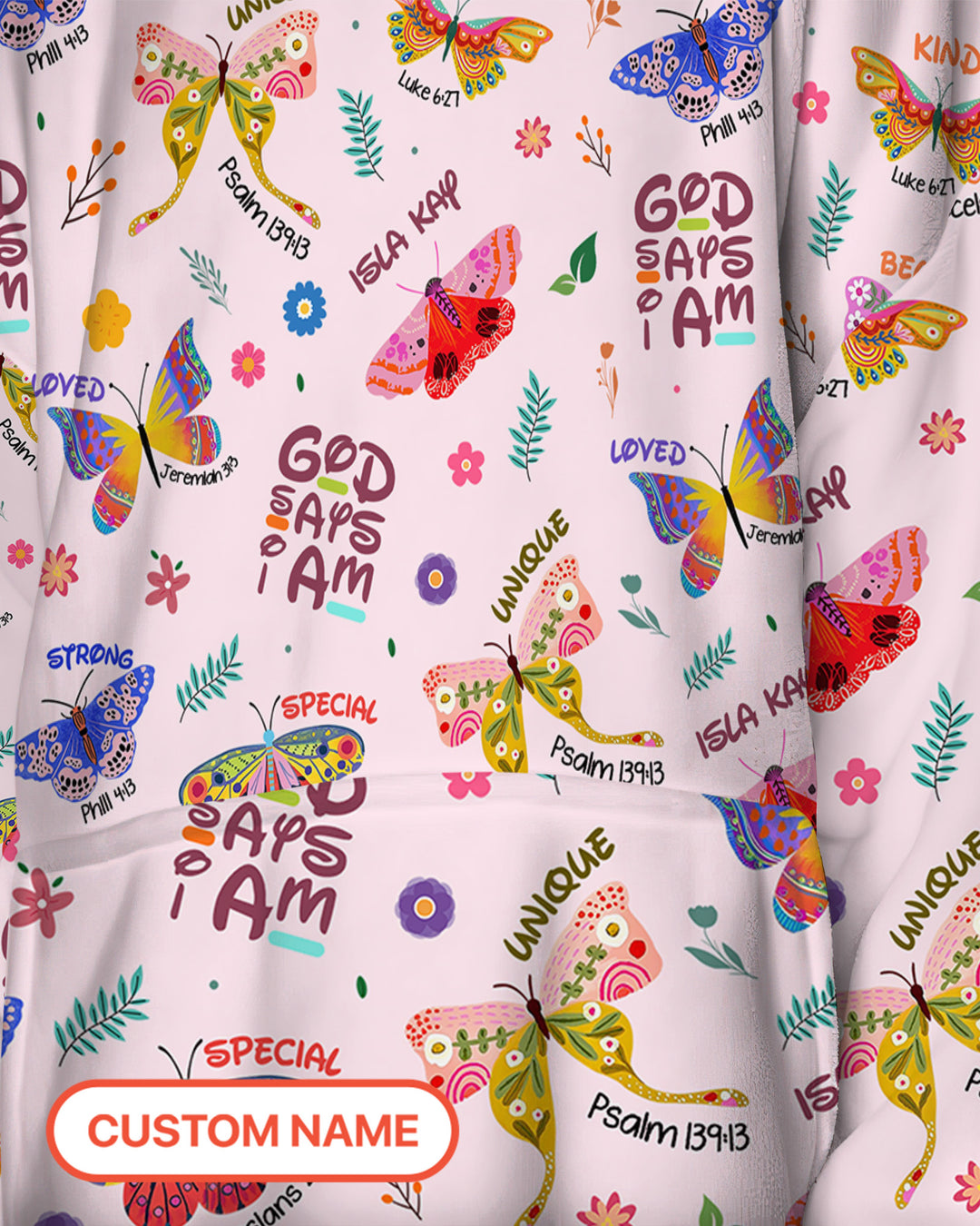 God says I am Butterfly Blanket Hoodie
