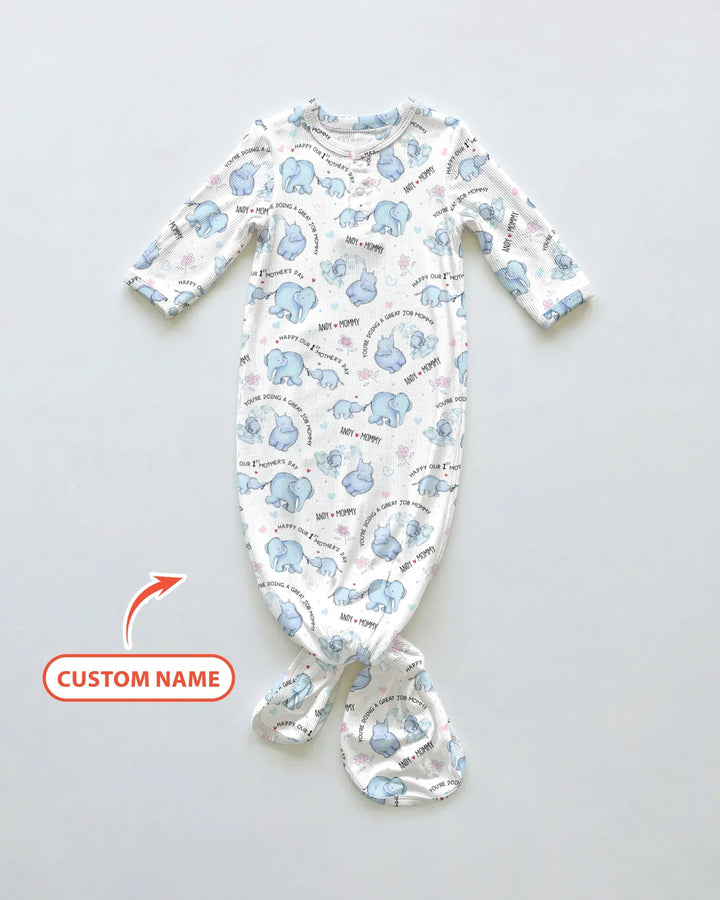 Custom Name Mother & Baby Elephant Knot Gown