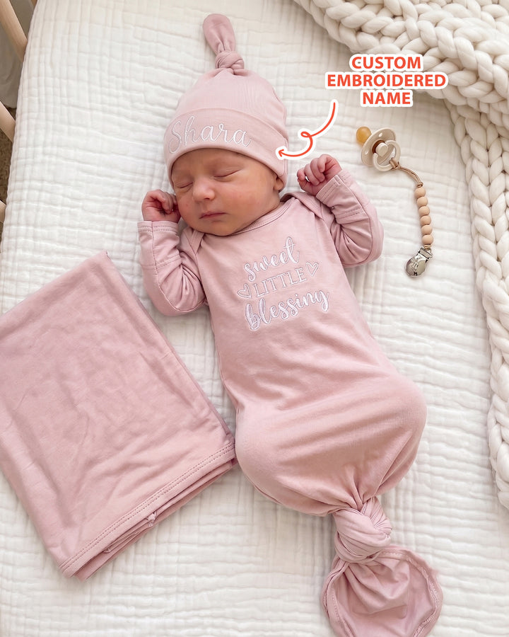 Personalized Little Blessing Embroidered Bamboo Welcome Home