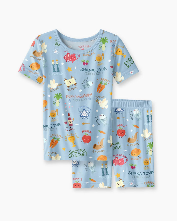 Family Rosh Hashanah Matching Bamboo Two Piece Short Sleeve Shorts Pajama Set
