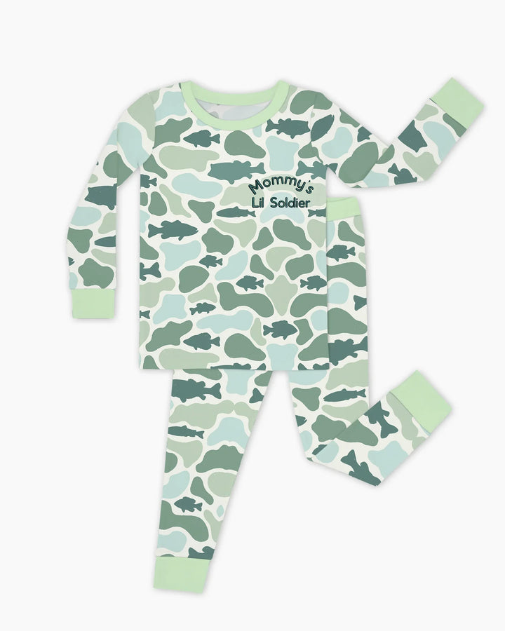 Lil Soldier Embroidered Bamboo Two Piece Long Sleeve Pajama Set