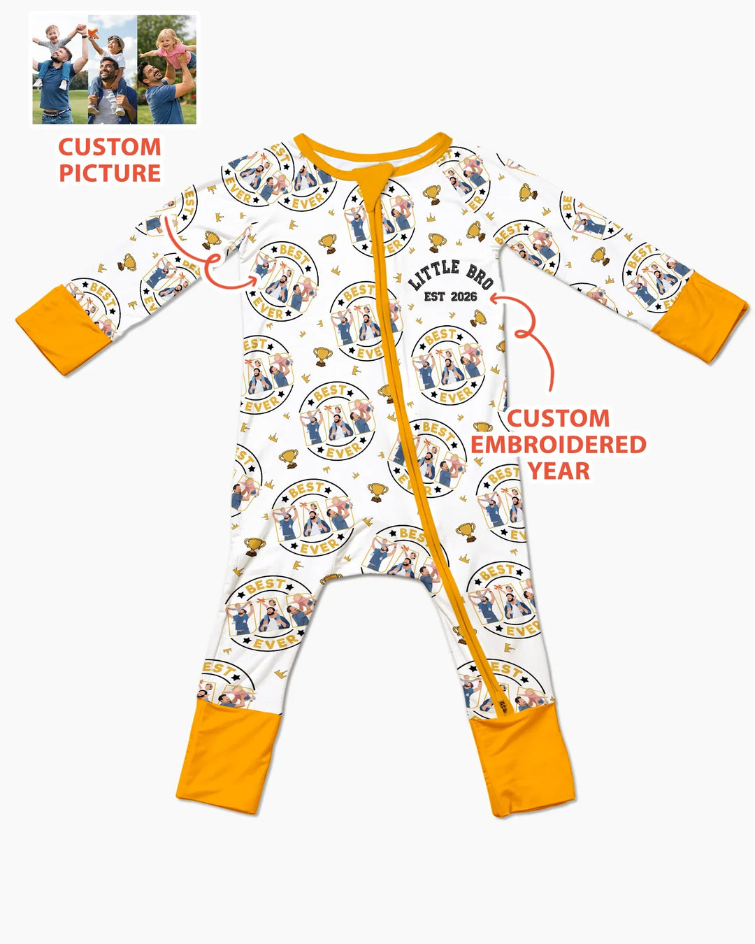 Personalized Family Matching Father's Day Embroidered Bamboo Convertible Zippy