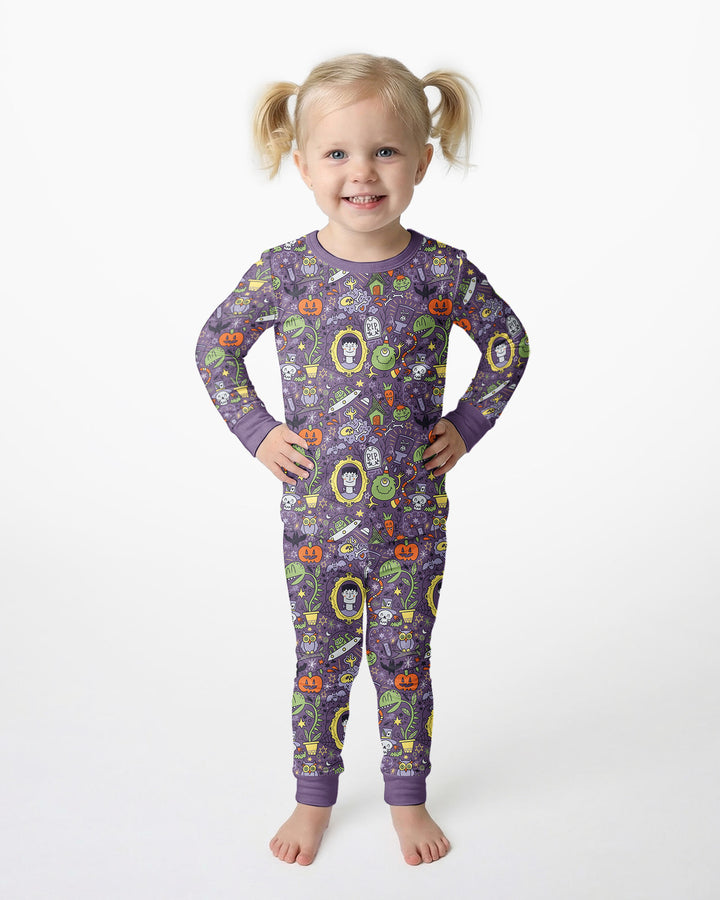 Halloween Monster Fun Bamboo Two Piece Long Sleeve Pajama Set