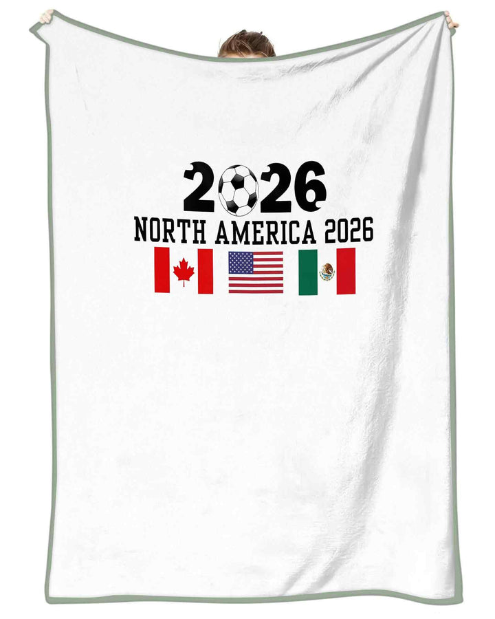 Soccer 2026 USA Canada Mexico Flags Bamboo Blanket