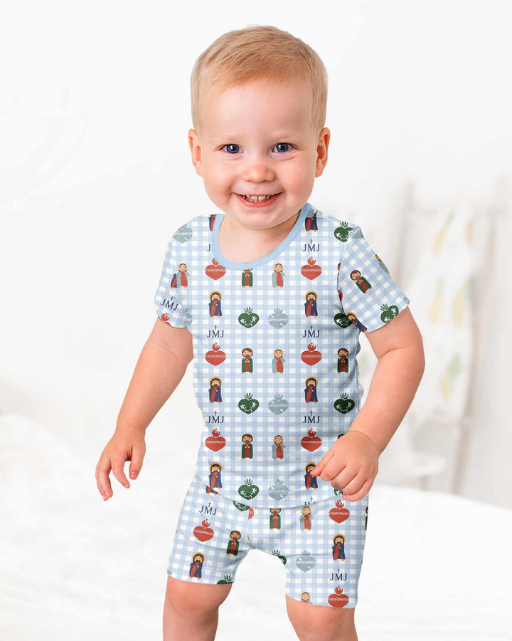 Conjunto de Pijama de Dos Piezas de Bambú con Mangas Cortas y Pantalones Cortos