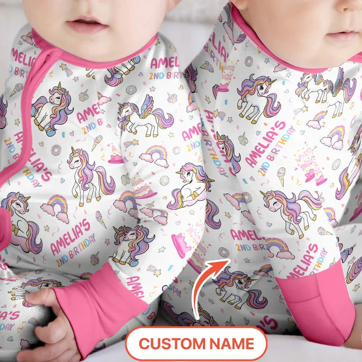 Custom Name Little Unicorn's Birthday Convertible Zippy