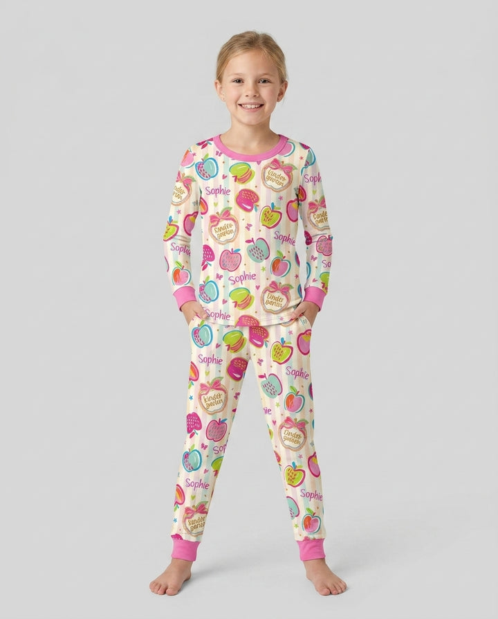 Conjunto de pijama de dos piezas de bambú con mangas largas, plantilla PERSONALIZADA