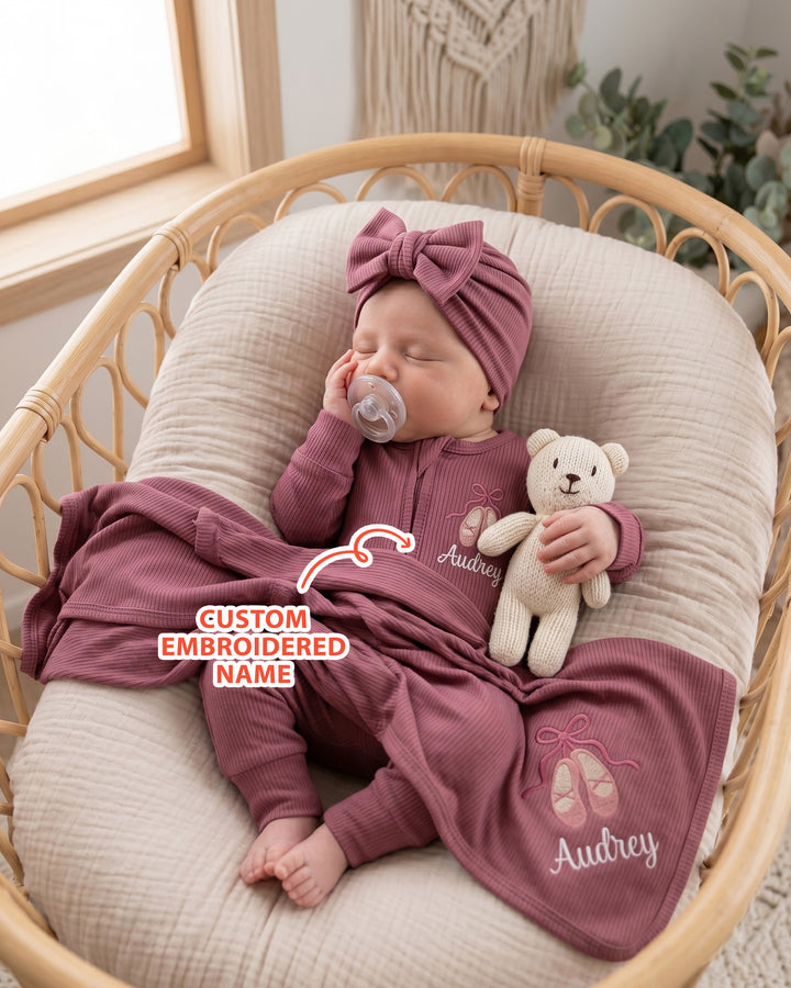 Personalized Sweet Ballet Babe Embroidered Ribbed Bamboo Bundle