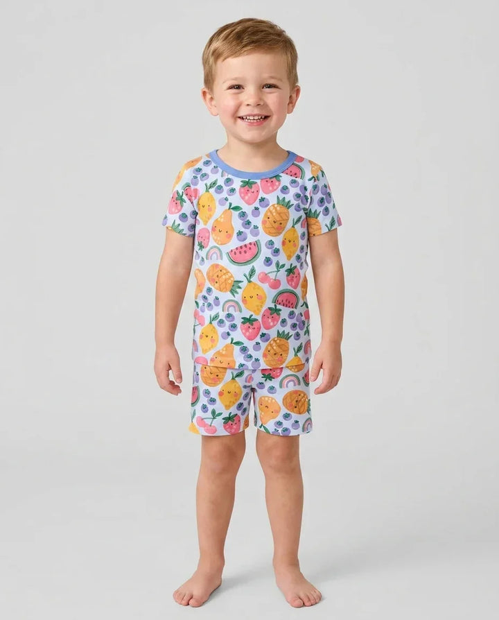 Conjunto de Pijama de Dos Piezas de Bambú con Mangas Cortas y Pantalones Cortos