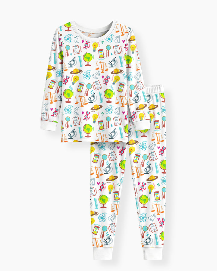 Tiny Scientist Explores The World Bamboo Two Piece Long Sleeve Pajama Set