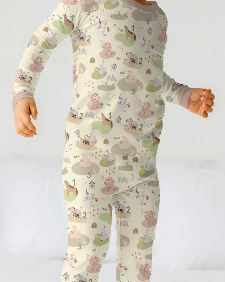 Farm Animal Counting Two Piece Long Sleeve Pajama Set