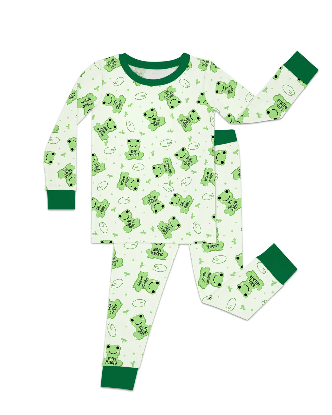 Marzipan Passover Conversation Frogs Two Piece Long Sleeve Pajama Set