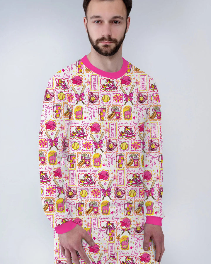 Conjunto de pijama de bambú para hombre de Pink Softball Game Day