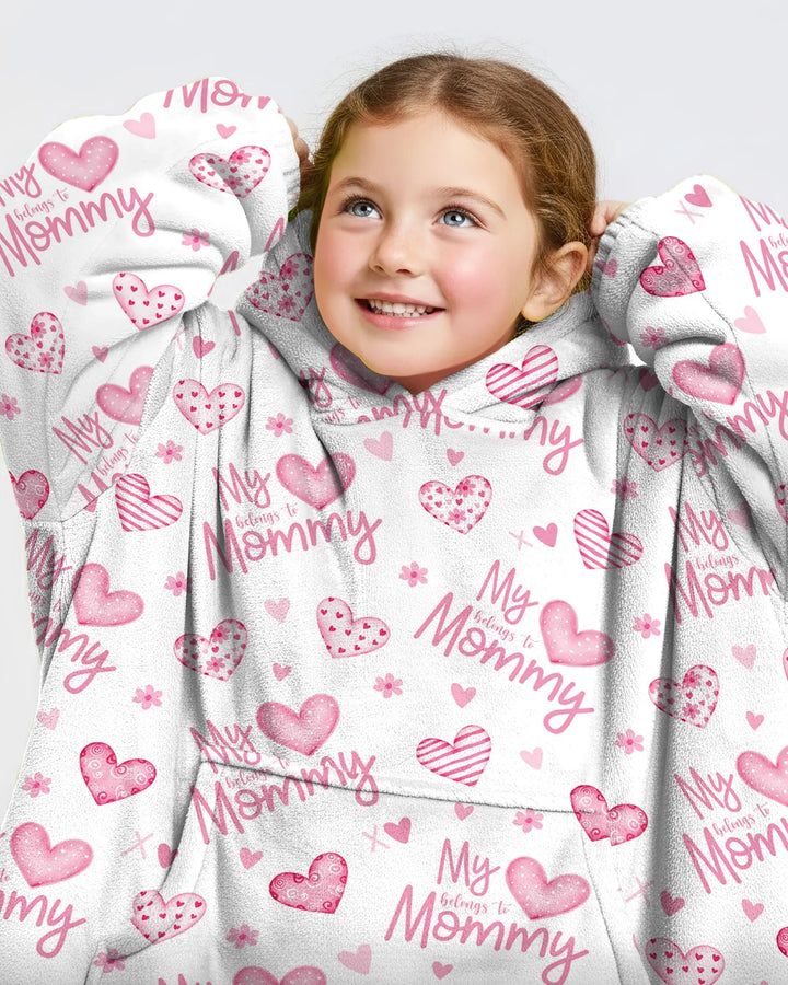 My Heart Belongs To Mommy Wearable Bamboo Blanket Hoodie