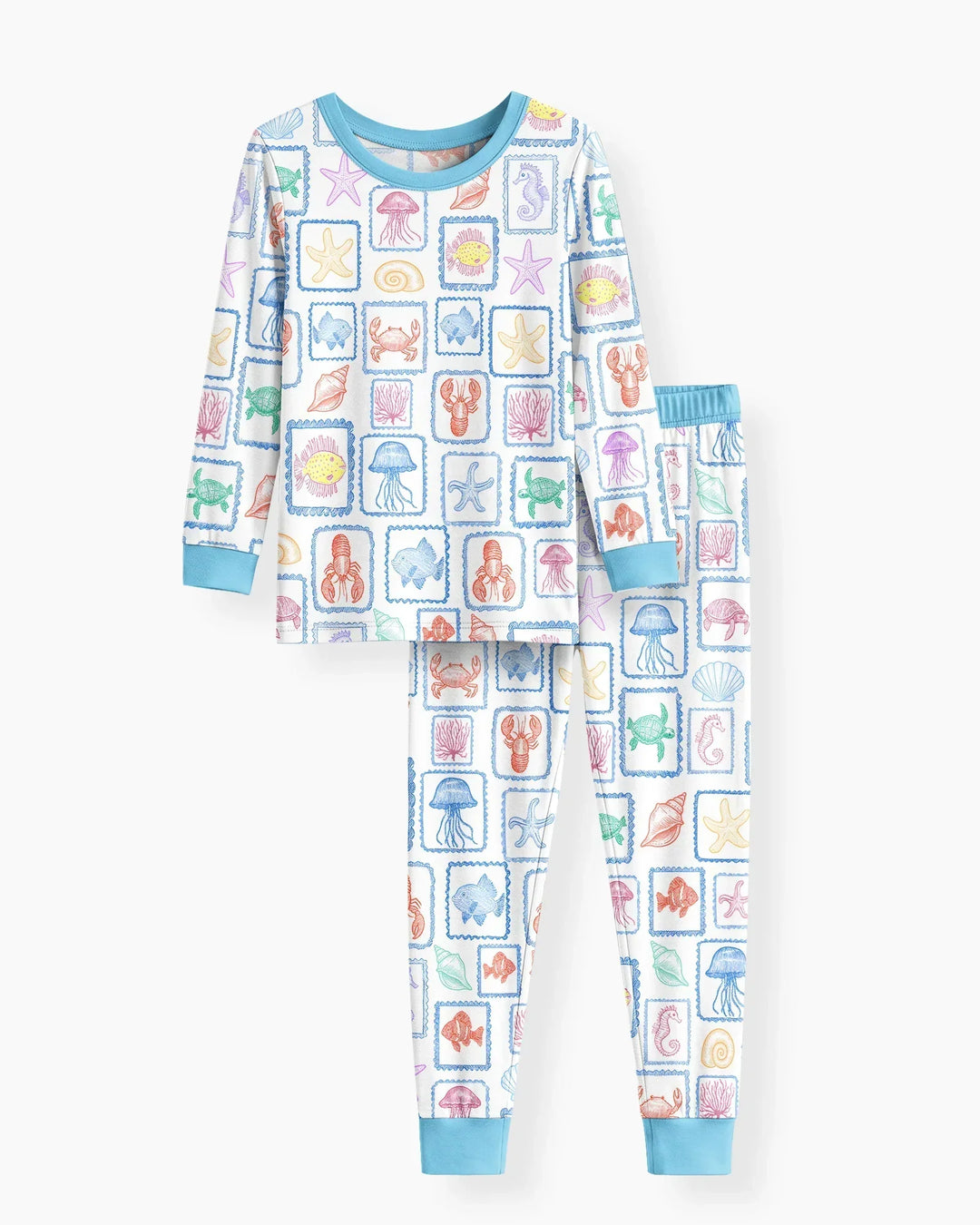 Coastal Treasures Family Matching Bamboo Two Piece Long Sleeve Pajama Set