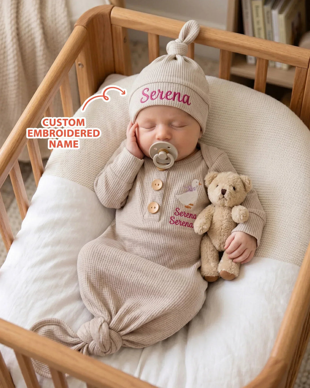 Personalized Cute Duck Embroidered Waffle Bamboo Hat
