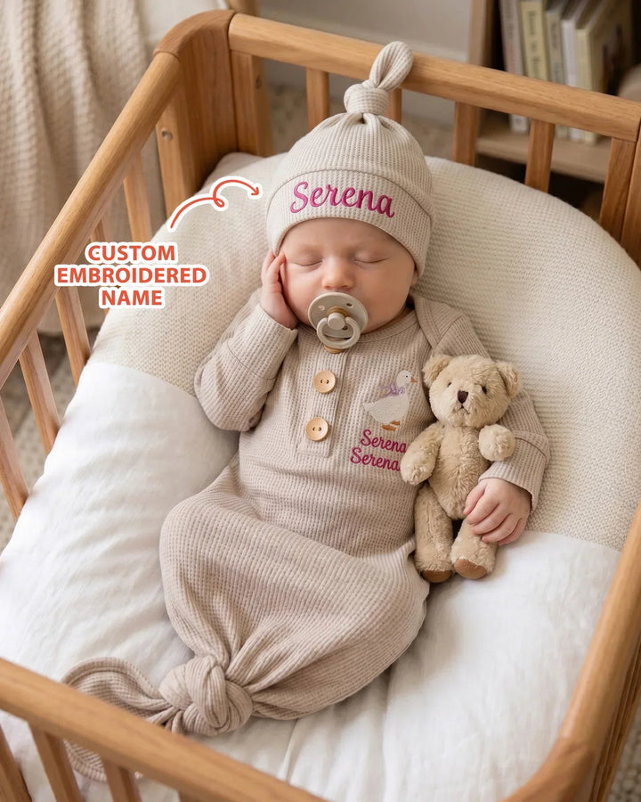 Personalized Cute Duck Embroidered Waffle Bamboo Hat