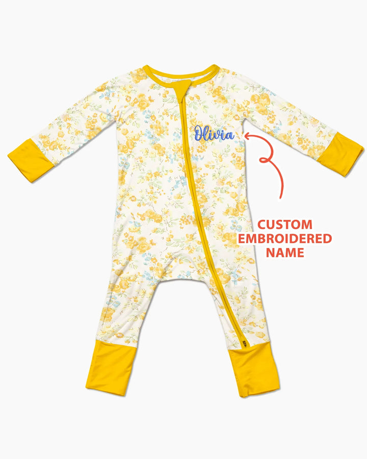 Custom Name Embroidered Floral Bamboo Convertible Zippy