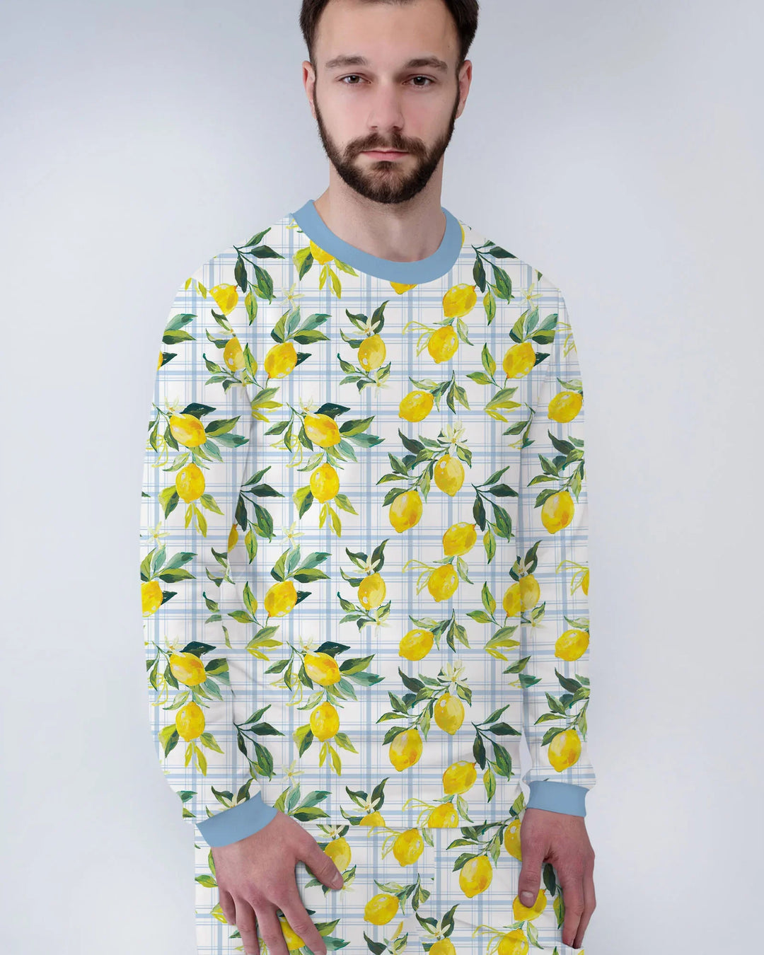 Mediterranean Lemons Family Matching Bamboo Men's Pajama Set