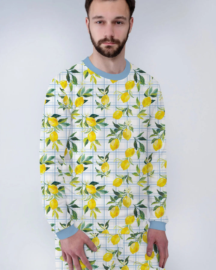 Mediterranean Lemons Family Matching Bamboo Men's Pajama Set