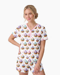 Cute Glitter Dumpling Bamboo Women Short Sleeve Short Pajama Set